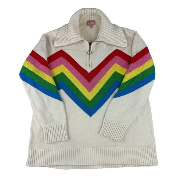 Show Me Your MuMu Sweaters - Show Me Your Mumu Oversized Weston Half Zip Pullover Medium Rainbow Slope Knit
